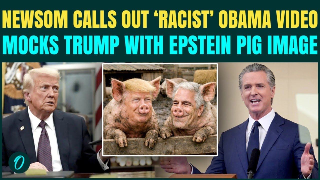 Newsom BLASTS Trump&rsquo;s &lsquo;RACIST&rsquo; Obama &lsquo;Ape&rsquo; Video; Shares Trump&ndash;Epstein Pig Image | Trump HUMILIATED