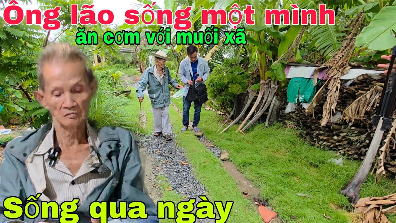 Ông lão sống một mình ăn cơm với muối xã sống qua ngày 