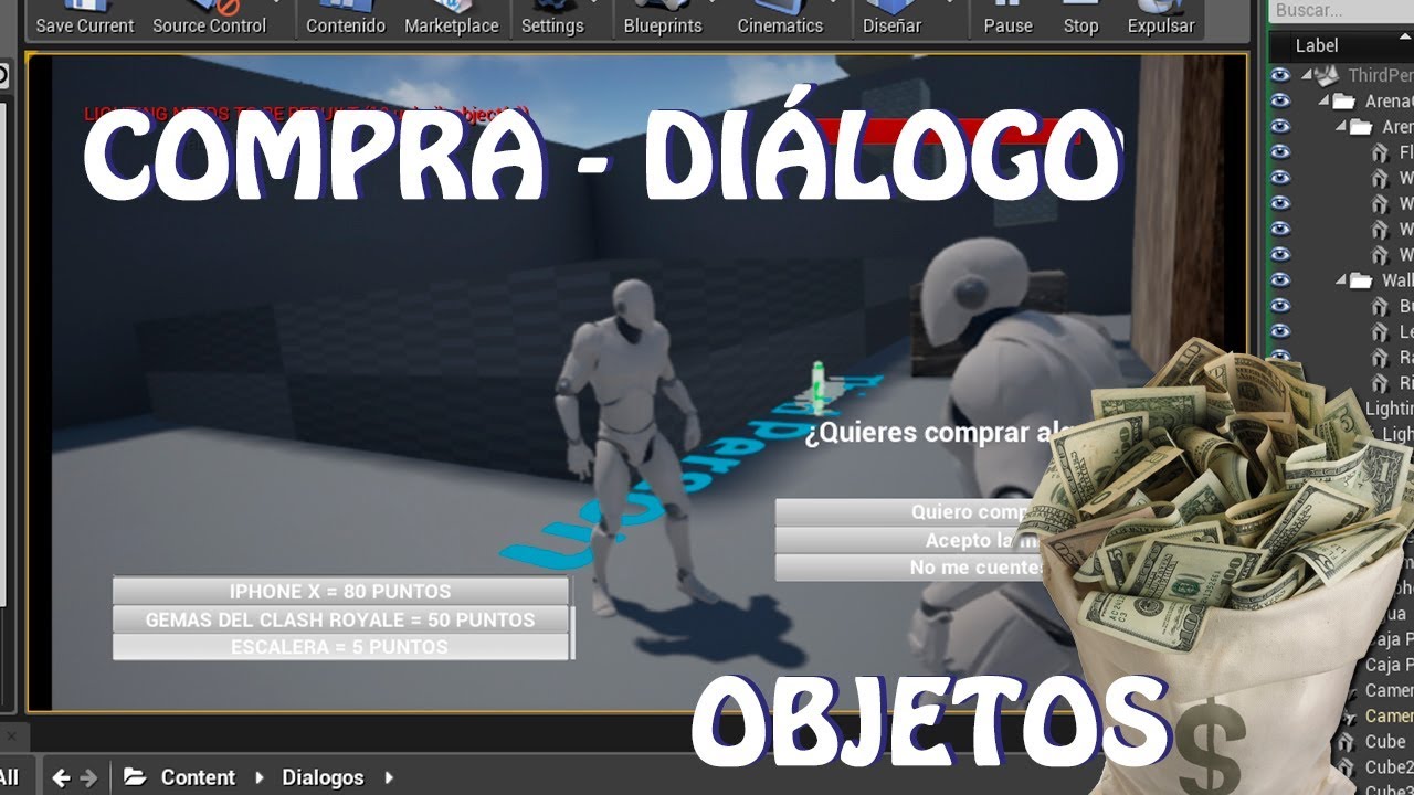 Unreal Engine 4: Compra / Diálogo objetos e interacción (español)
