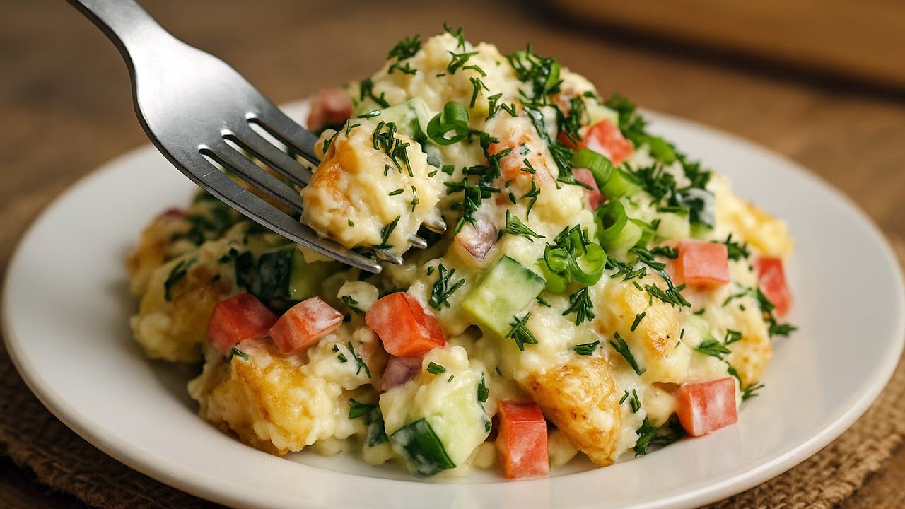 Knuspriger Kartoffelsalat aus dem Ofen – einfach & aromatisch