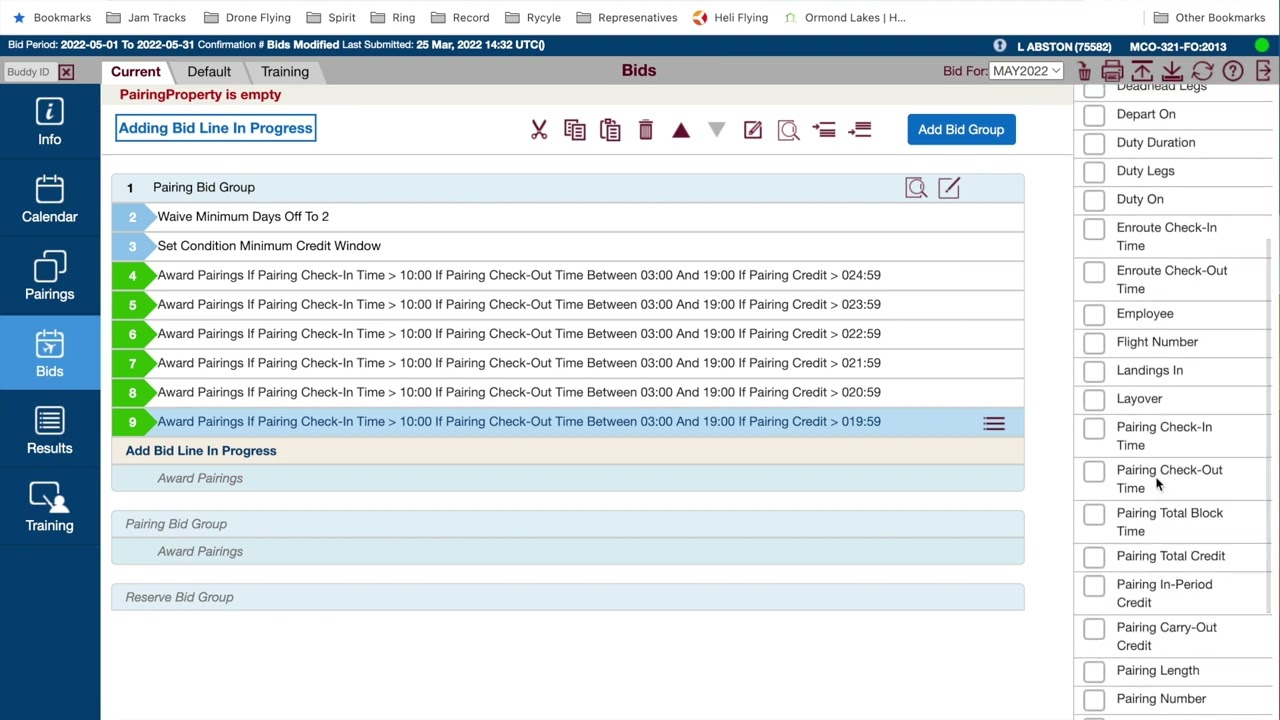 NavBlue Bidding commutable trips