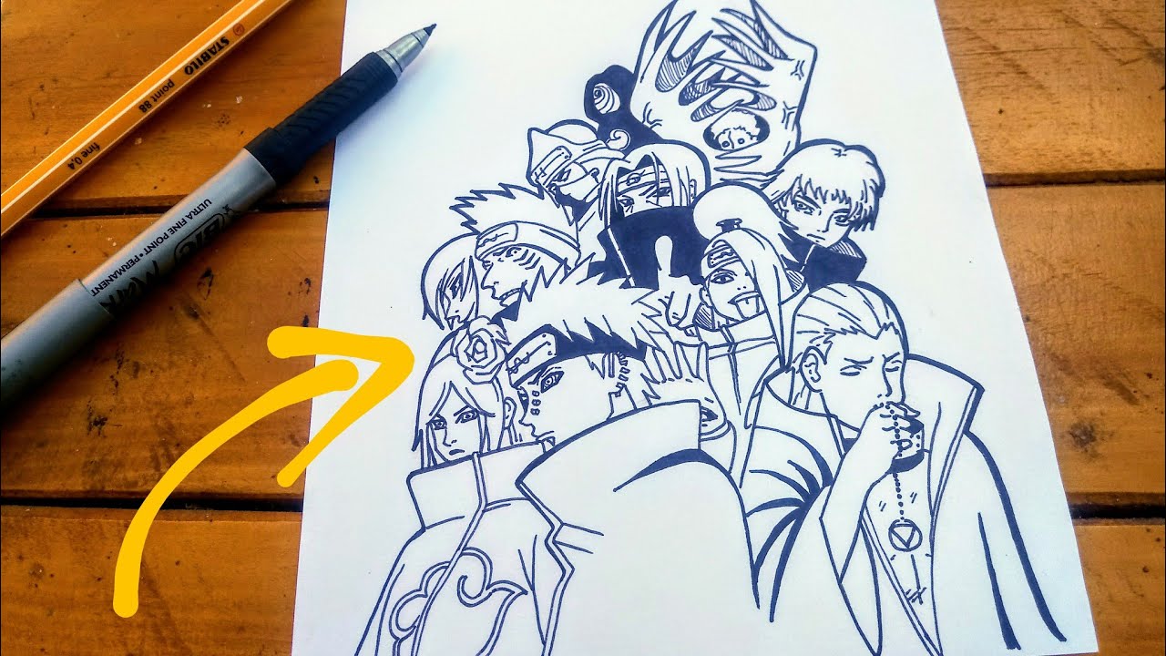 Desenhando Akatsuki / todos membros / desenho Completo