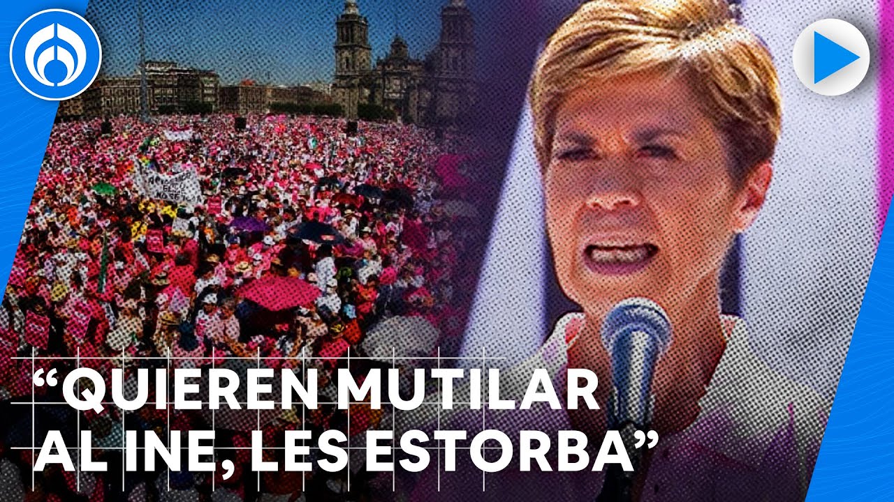 Marcha INE 2023: Discurso de Beatriz Pagés; acusa a AMLO querer imponer una dictadura