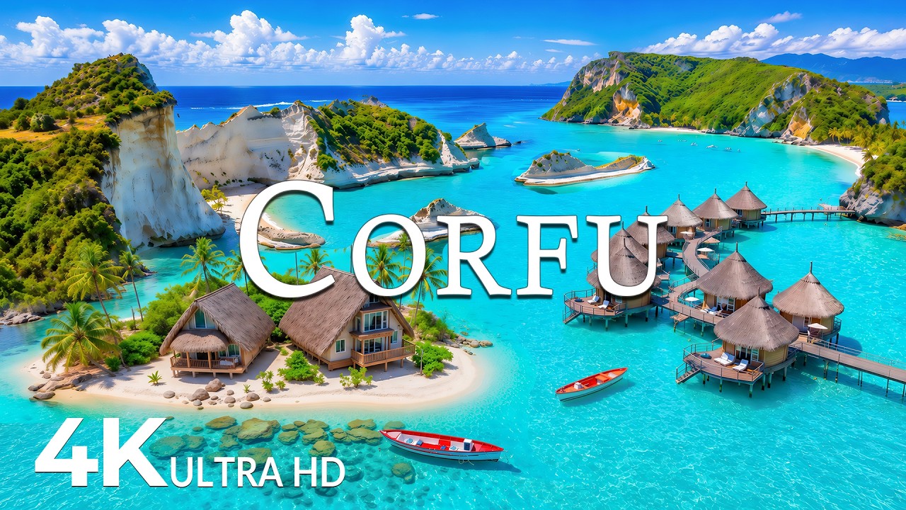 FLYING OVER CORFU (4K UHD) &ndash; Soothing Music Along With Beautiful Nature Video - 4K Video ULTRA HD