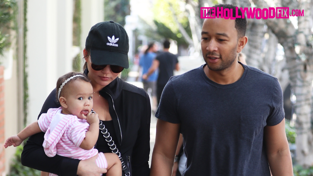 John Legend & Chrissy Teigen Take Baby Luna To Lunch At Au Fudge & Go Shopping 2.9.17