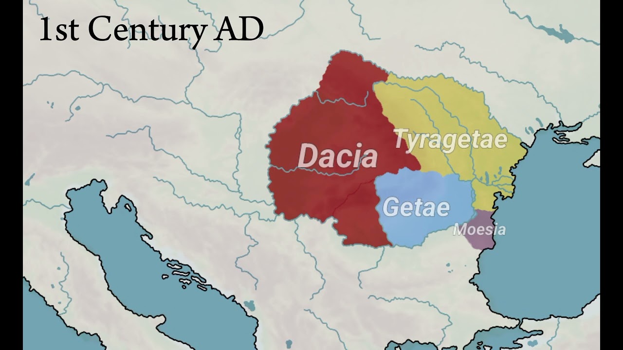 The complete territorial evolution of the Dacian Kingdom throughout history. History of Romania