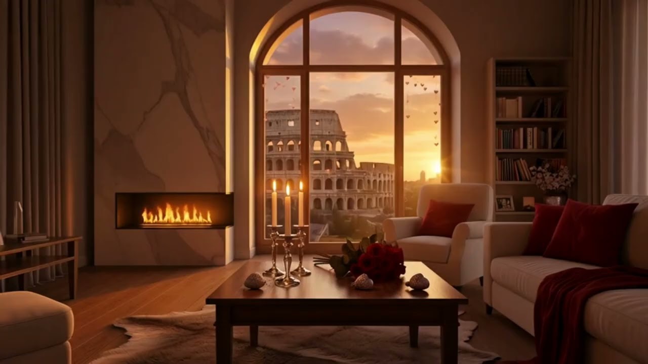 Romantic Valentine’s Night in Rome 🇮🇹 | Cozy Apartment with Colosseum View & Fireplace Ambience