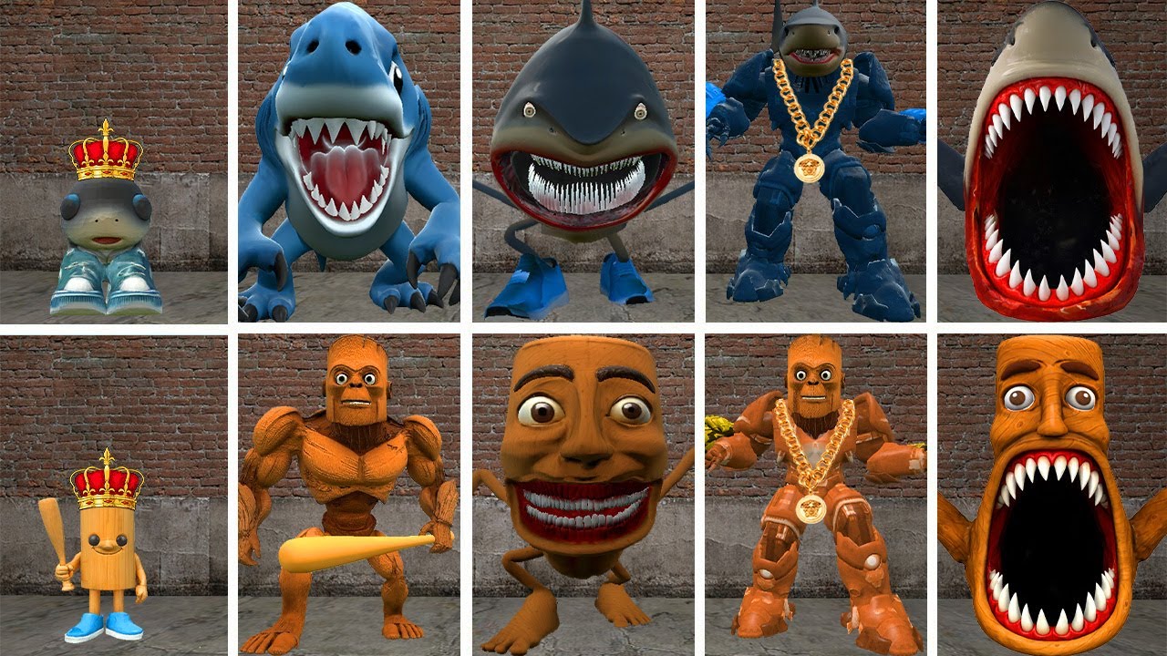 ALL NEW EVOLUTIONARY FORMS OF KING TRALALERO TRALALA VS KING TUNGTUNG SAHUR IN GARRY'S MOD !