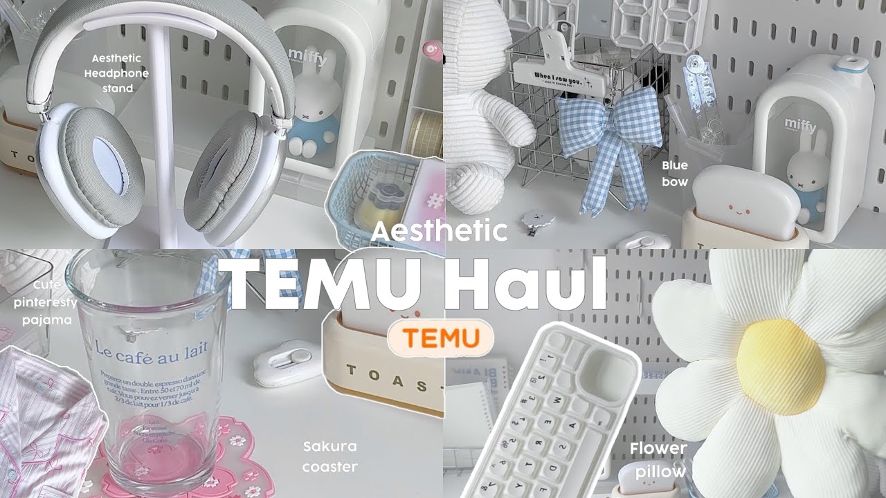 Aesthetic ~Temu haul~ ⋆𐙚 ̊  🍵sakura coaster,cute pajama ,flower pillow, phone cases ,orgnisers, 