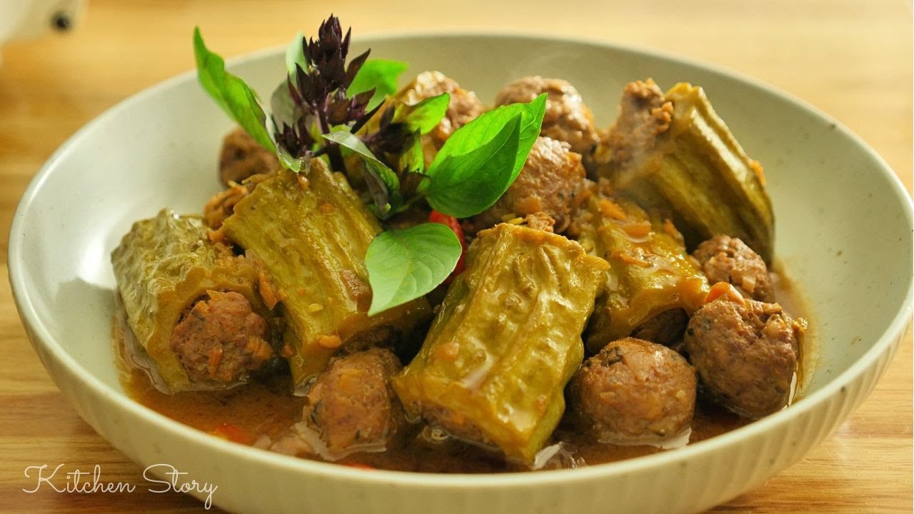 ខម្រះសាច់គោចិញ្ច្រាំ[Braised Bitter Melon with Beef][Kitchen Story]
