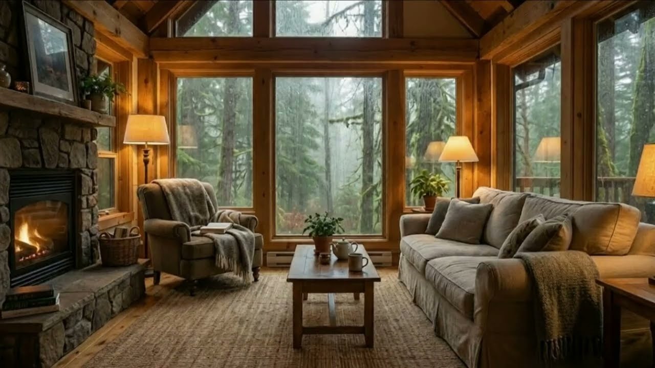 🔥📚 Cozy Forest Cabin Study & Sleep Ambience for Deep Focus 😴🌲🌧️