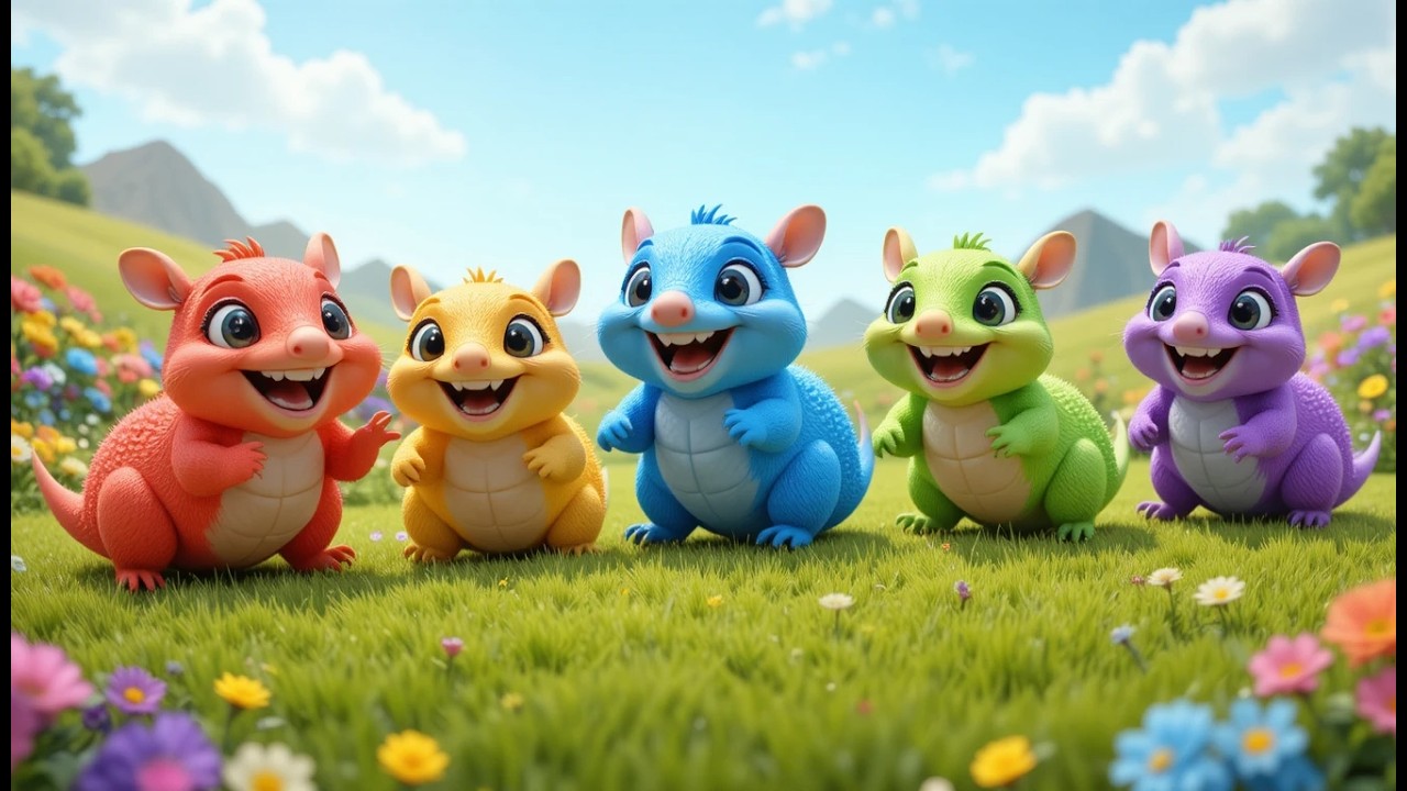 Vijf Kleine Gordeldieren Rollen Over de Vloer | Grappige Kinderliedjes & Dierengeluiden
