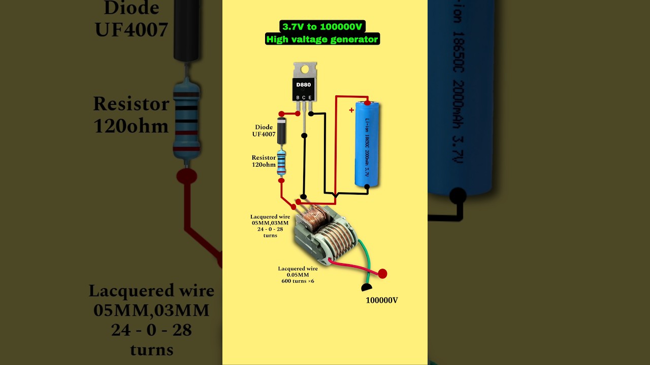 3.7V to 100000V  | High voltage generator #highvoltage  #voltagebooster
