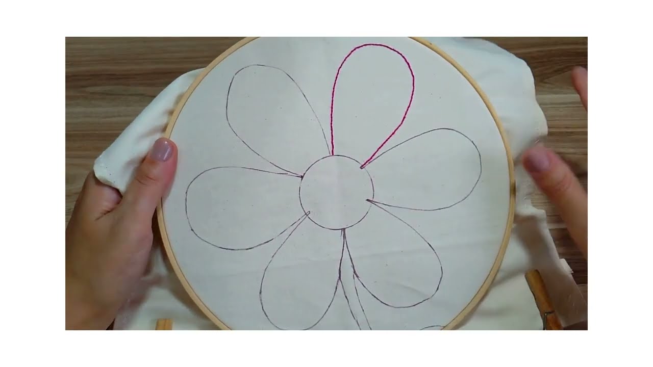 Bordado Passo a Passo: Primeira Pétala da Flor em Ponto Atrás