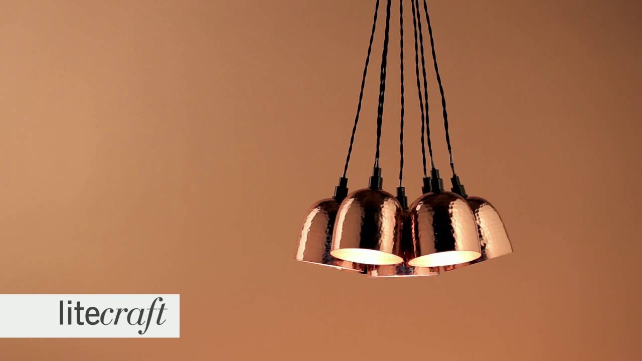 7 Light Copper Cluster Ceiling Pendant | Litecraft - Lighting Your Home