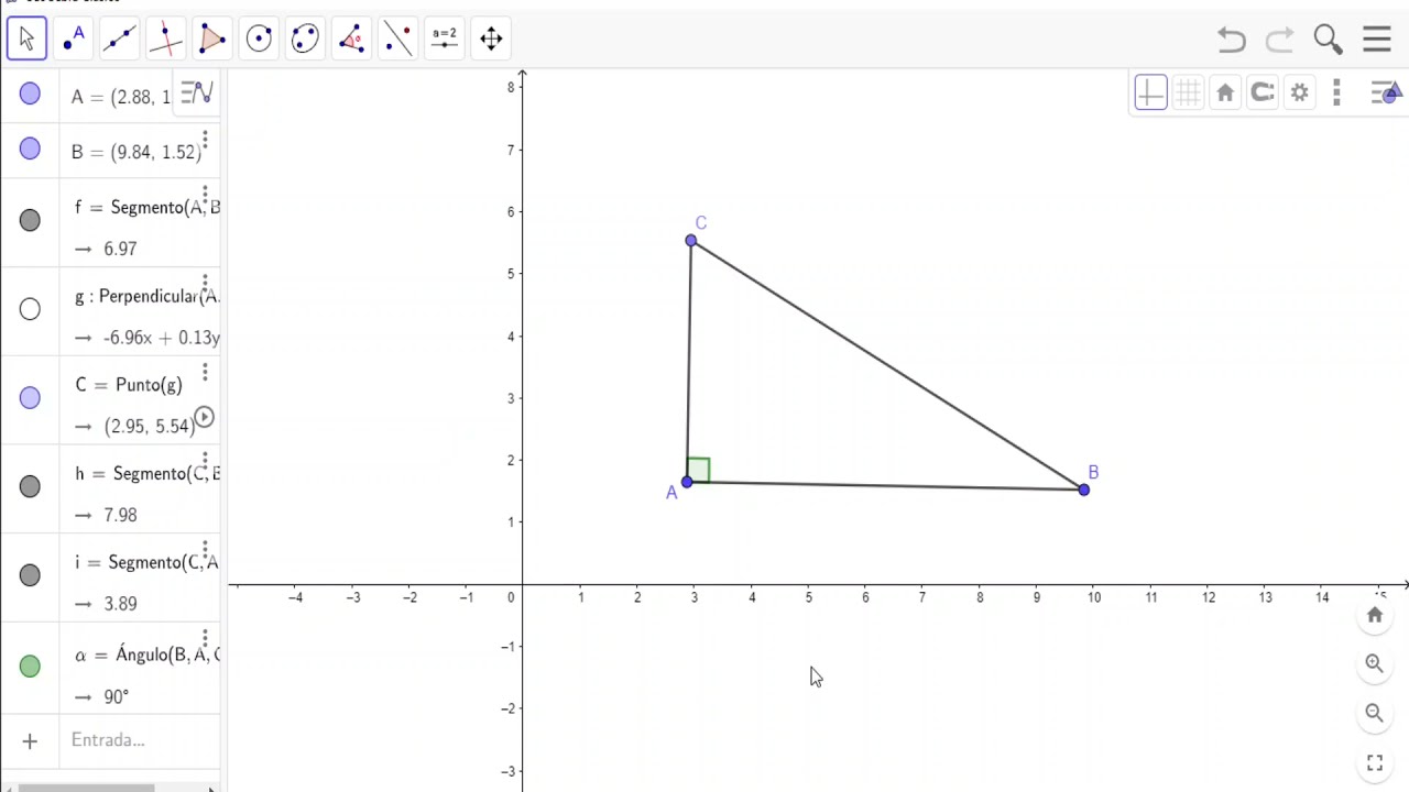 Como hacer un triángulo rectángulo en GeoGebra - Tutorial básico 3