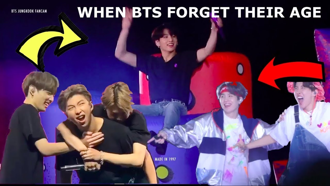 When BTS forgot their age & acting like innocent children being crackhead babies on stage