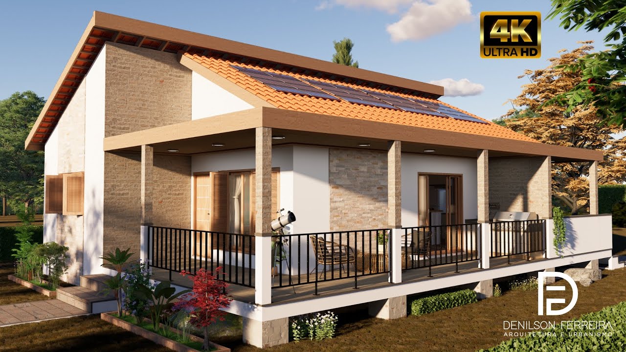 049- Casa de Campo - Simples e Aconchegante | PROJETO MODERNO E BARATO | LINK DA PLANTA NA DESCRIÇÃO