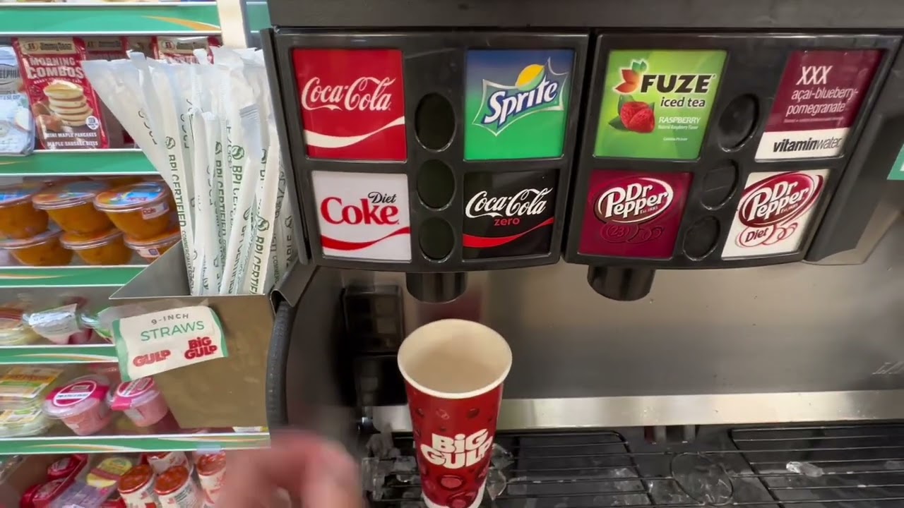 Getting Coca-Cola from the soda fountain at 7 Eleven, Westridge Center (with a little fail)