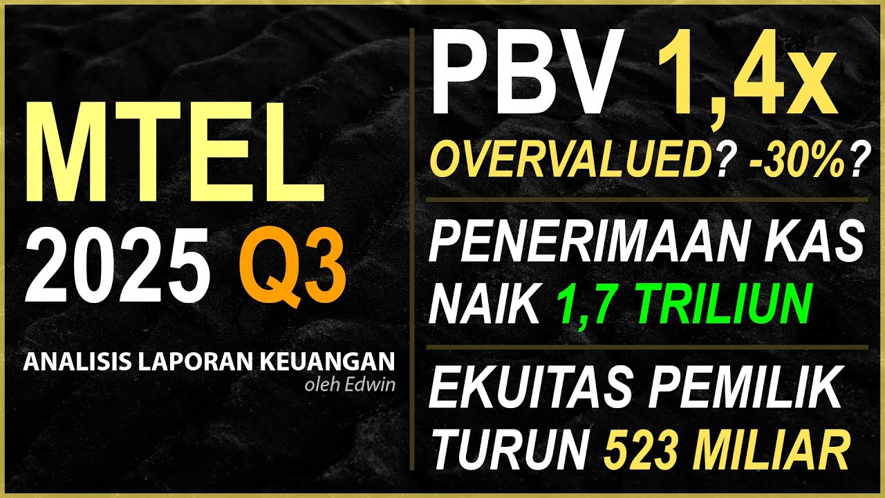 Saham MTEL 2025 Q3 Overvalued? PBV 1,4x Penerimaan Kas Naik tapi Ekuitas Pemilik Turun!