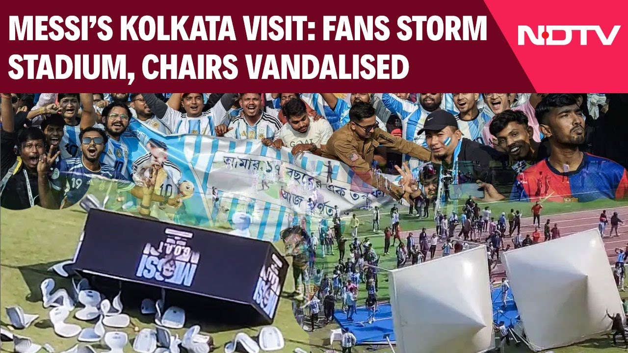 Messi India Tour | Kolkata Messi Mania Turns Chaotic: Fans Storm Stadium, Chairs Vandalised
