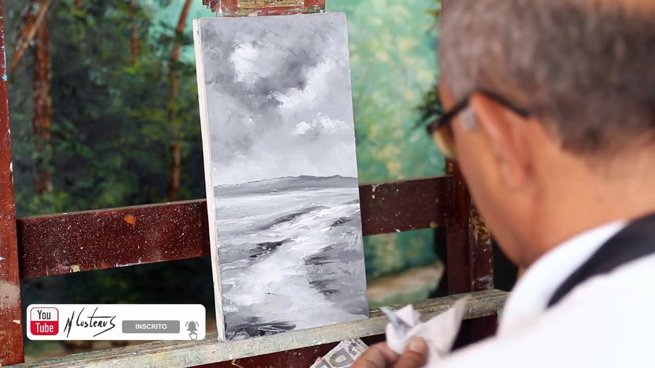 Como pintar uma paisagem preto e branco  | Professor Costerus