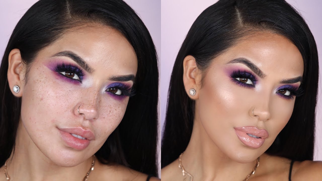 FENTY BEAUTY FOUNDATION + VIBRANT PURPLE TUTORIAL | iluvsarahii