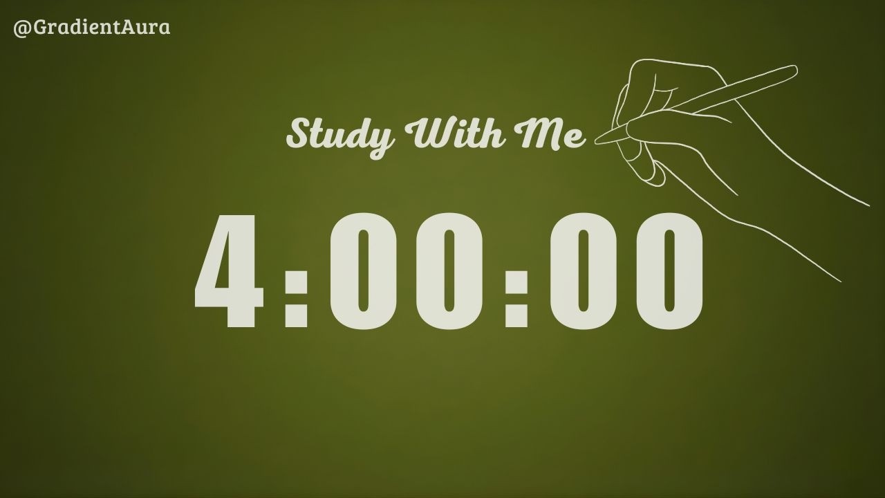 4 Hour Timer – Silent Study Timer for Deep Focus | Olive Green Aesthetic (No Music)