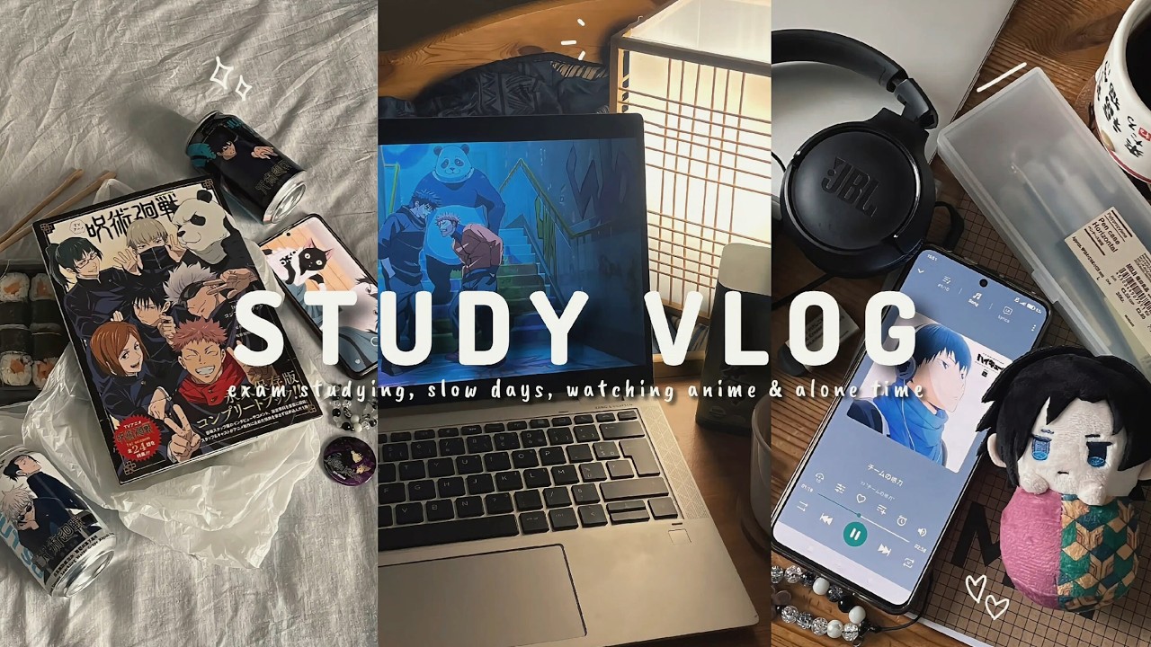 study vlog 🎧 | exam studying, slow days, watching anime & alone time