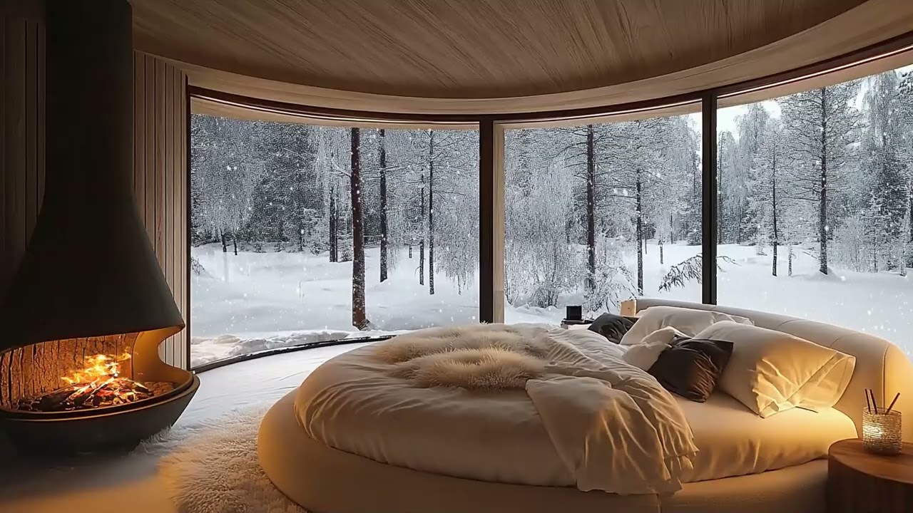 Warm Winter Cabin Night 🔥 Soft Piano Music & Fireplace Ambience for Deep Sleep