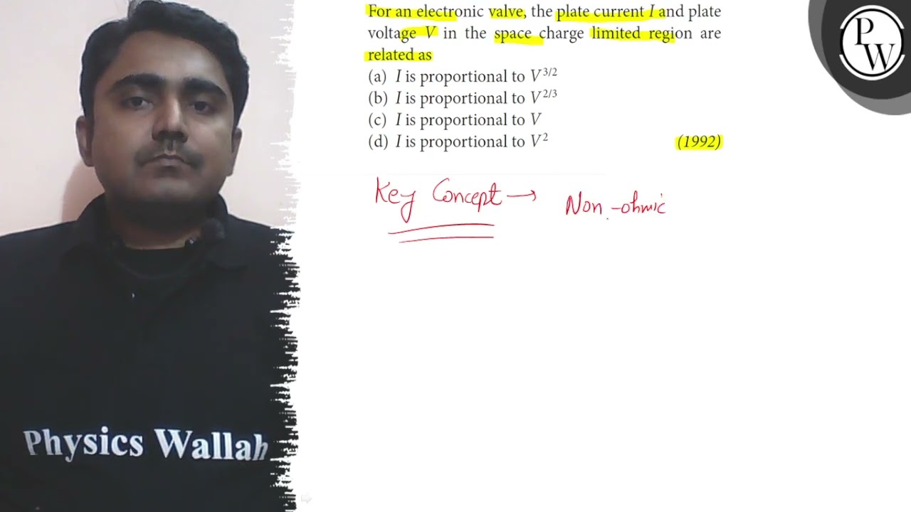 For an electronic valve, the plate current \( I \) and plate voltag...