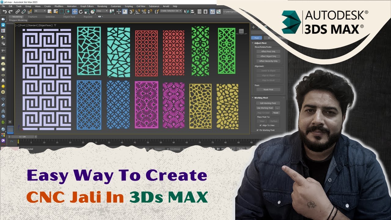 CNC Or MDF Jali Modeling In 3ds Max || Easy Way To Create CNC Jali In 3ds Max || @DeepakVerma_cad