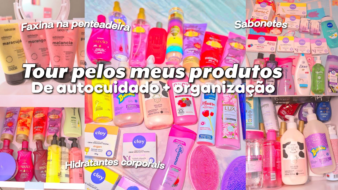 TOUR PELOS MEUS PRODUTOS DE AUTOCUIDADO + organização na penteadeira💗🛍️