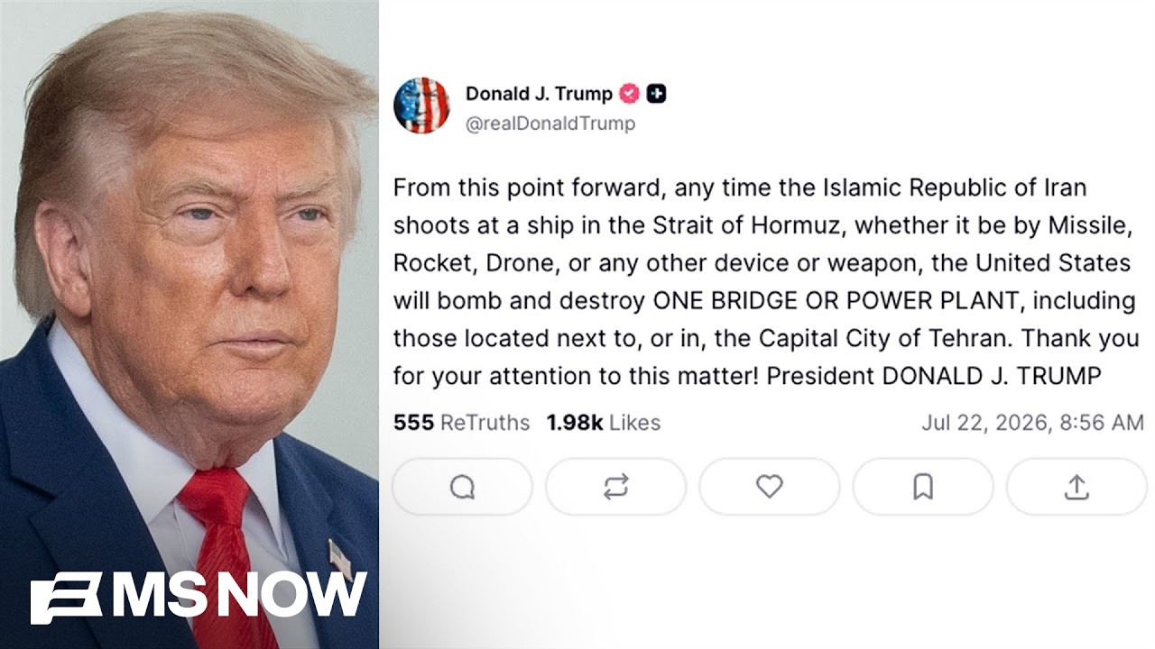 Trump: Any time Iran shoots ship in Strait of Hormuz, U.S. will destroy one bridge or power plant