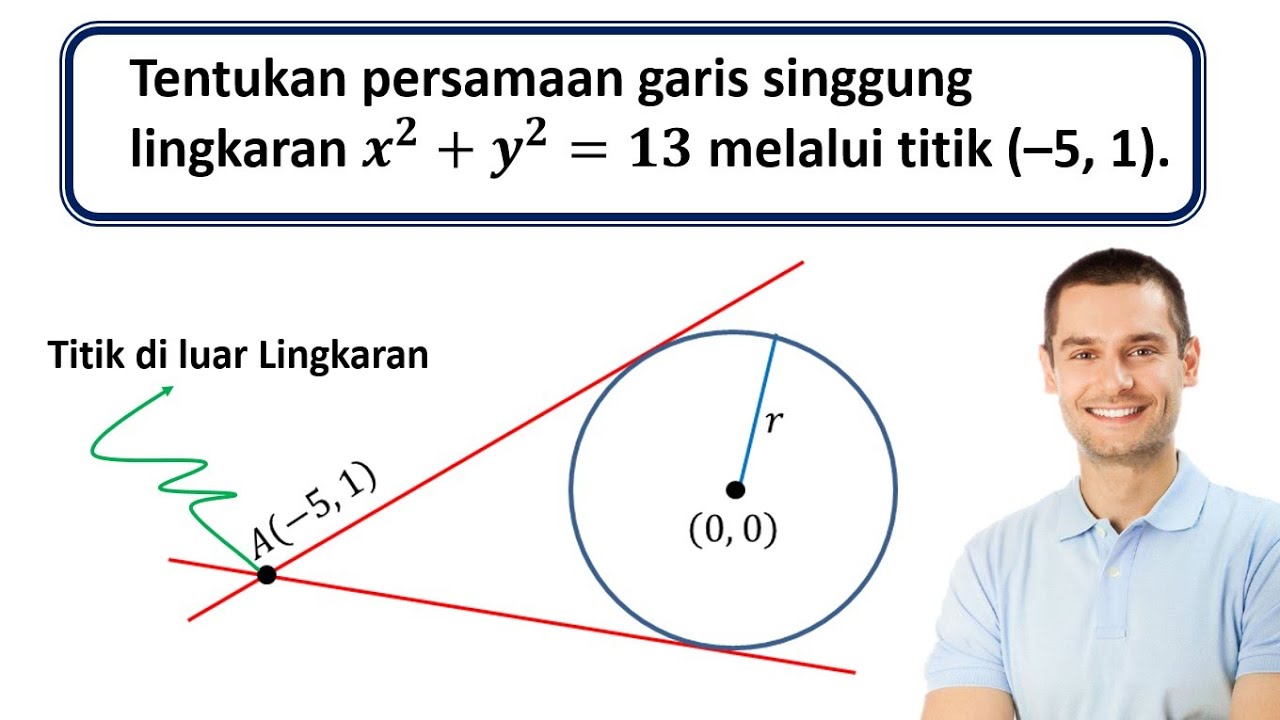 soal persamaan garis singgung melalui titik di luar lingkaran dan pembahasannya dengan 2 cara
