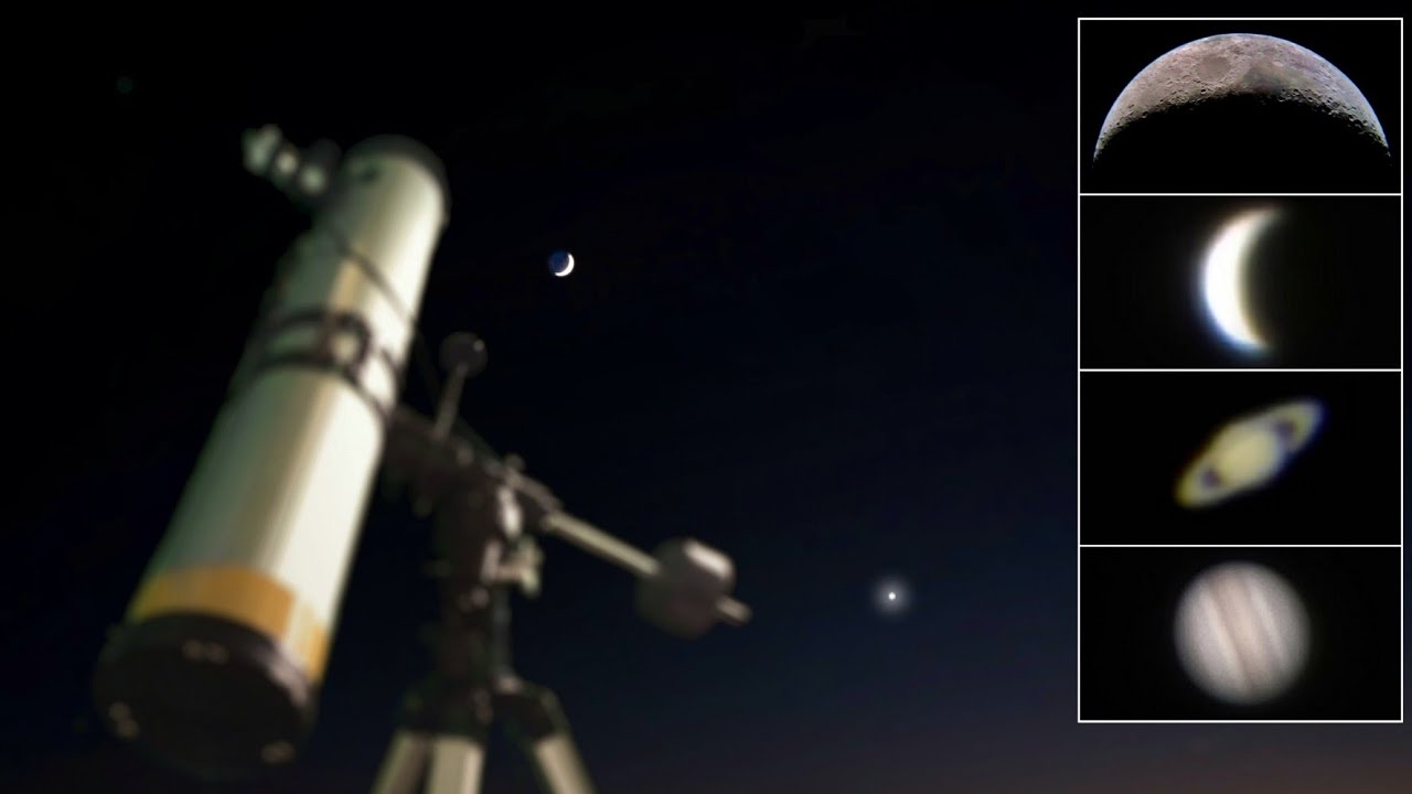 Moon, Saturn, Jupiter and Venus Through my 4.5 inch Telescope