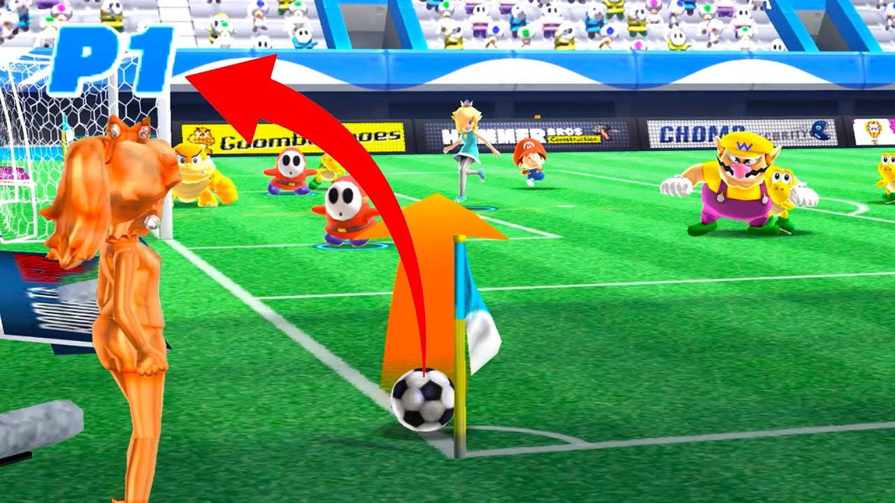 Mario Sports Superstars Football Pink Gold Peach & Rosalina vs Wario, Baby Mario, Baby Luigi & Peach