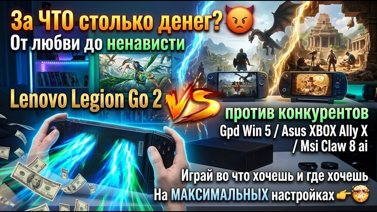 Купил Lenovo Legion GO 2 🤡 АНТИ цена-качество 🤬 сравнение в играх с GPD 5/Asus Ally x/Msi Claw 8AI 🎮