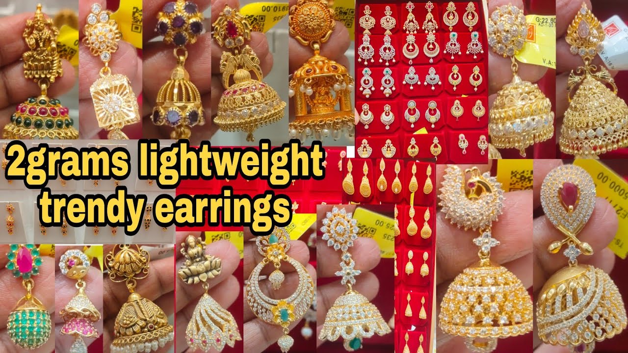 2grams lightweight jumkka earrings/fancy stone jummka/Saravana elite