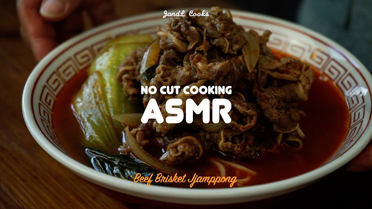 [No Cut Cooking ASMR] Beef Brisket Jjamppong / Korean-style Chinese Food Not Found in China