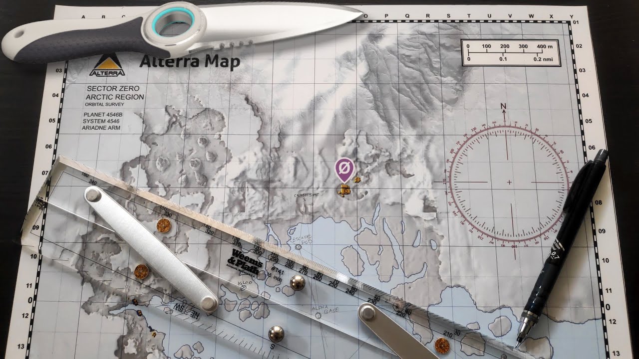 Ancient techniques for mapping an alien planet (using a real map in Subnautica: Below Zero)