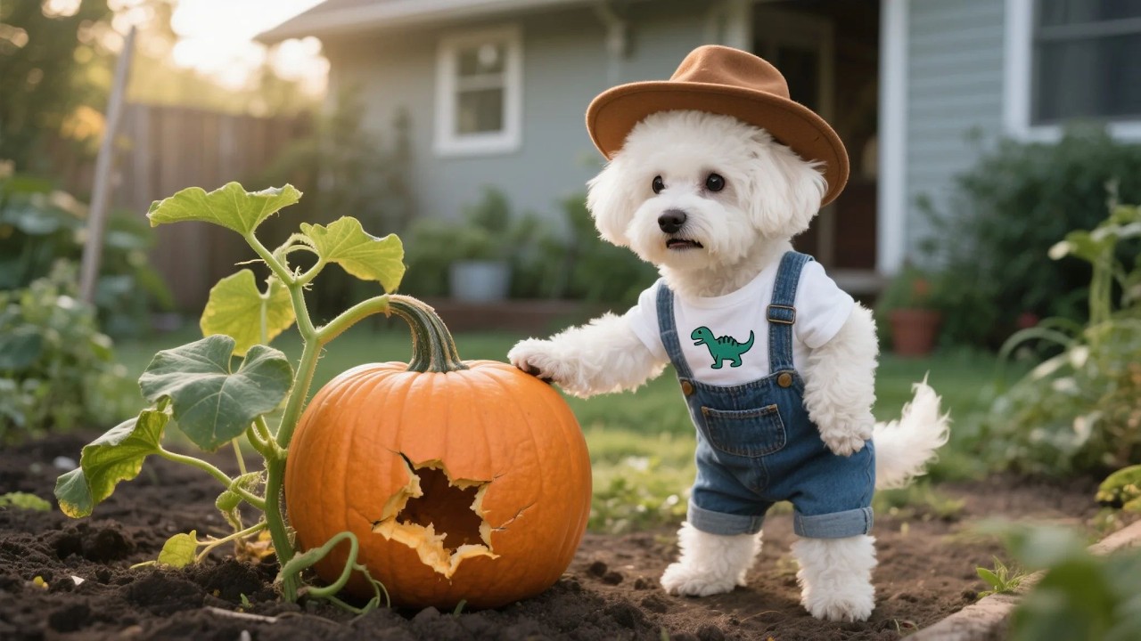 Baby Puppy's pumpkin is ruined🎃🐿️! What did Mama Dog do to comfort him?🧡