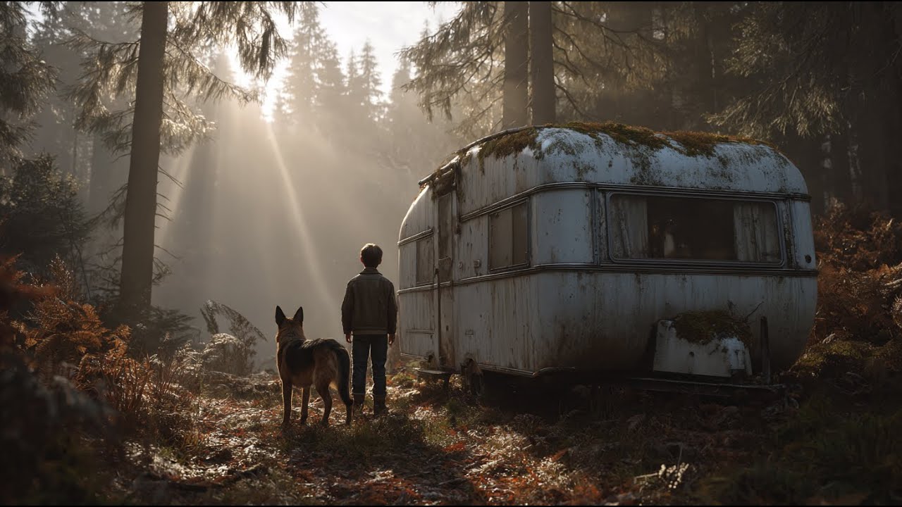 Ein Waisenjunge zog mit seinem Hund in einen Waldwohnwagen – bis er etwas unter dem Boden hörte.