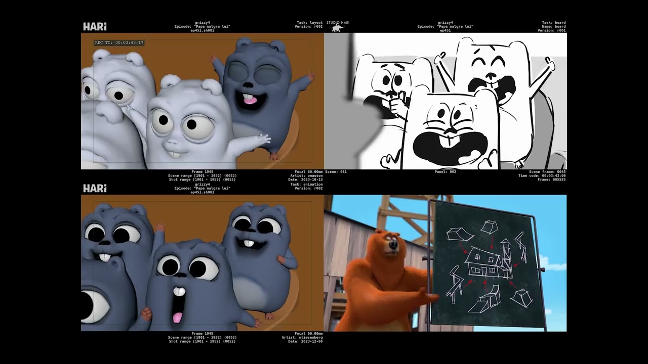 From Sketch to Screen 🎬  Dad Despite Himself 🐹🐻 Grizzy and the Lemmings