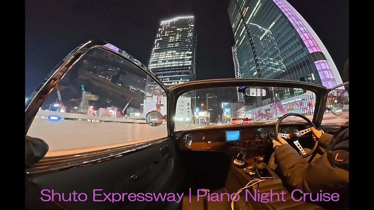 4K　Tokyo Night Drive – Shuto Expressway Cruise to Odaiba with Relaxing Piano Music