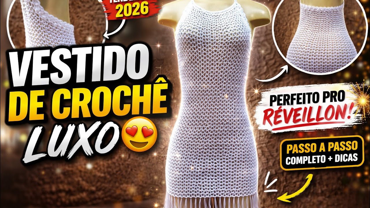 Vestido Festa em Crochê- #revéillon #modacroche #vestuariofeminino 