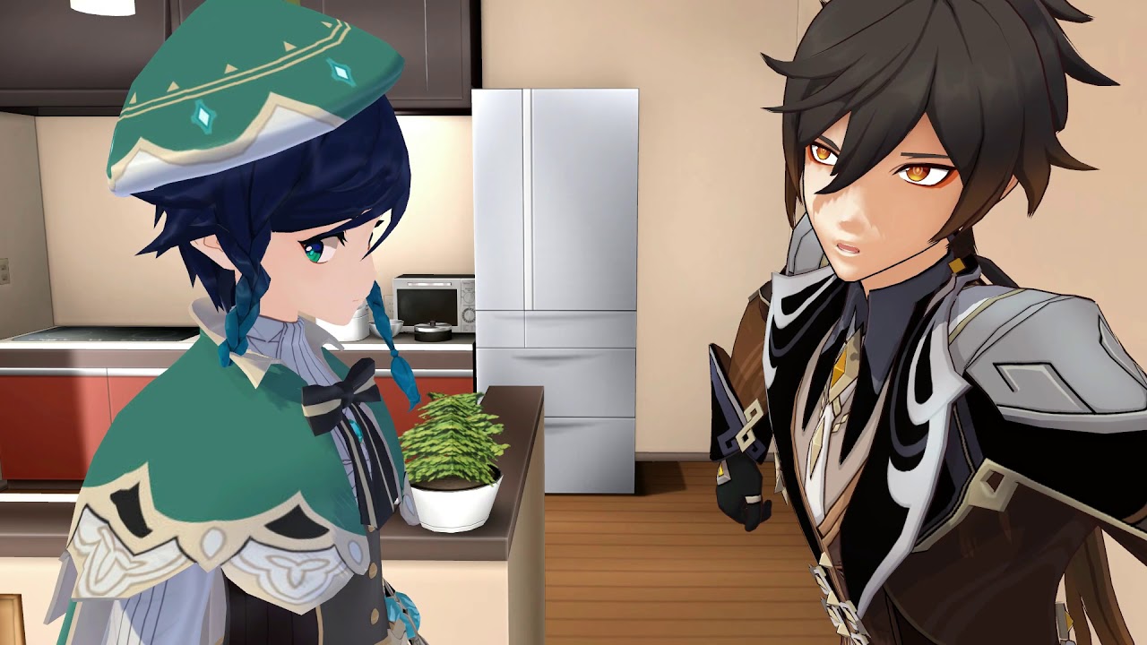 【MMD】Who's Cooking? Venti and Zhongli Fight | Genshin Impact Animation