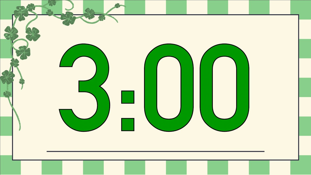 3 Minute Calm Saint Patrick’s Day Countdown Timer (Fun Chimes Alarm at End, No Music)