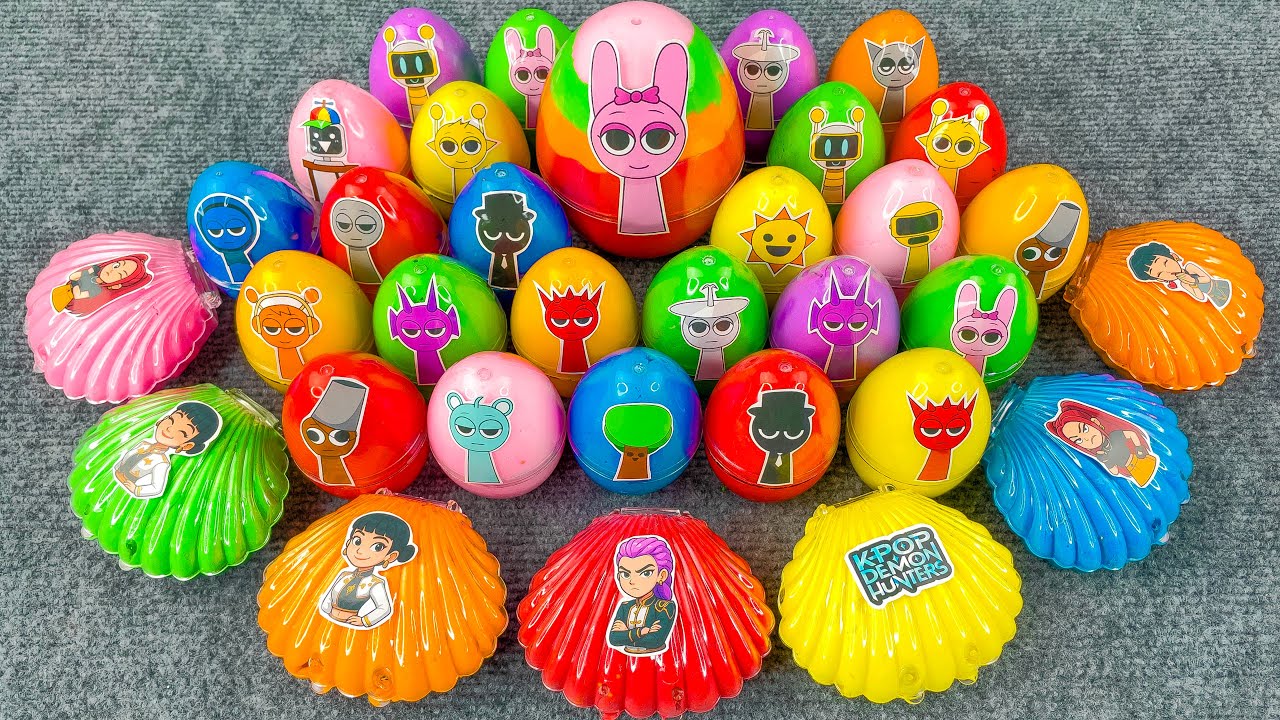 Mixing Sprunki Slime ASMR! 200 Rainbow Eggs Slime & Clay❤️ Raddy, Oren, Pinki, Vineria, Jevin