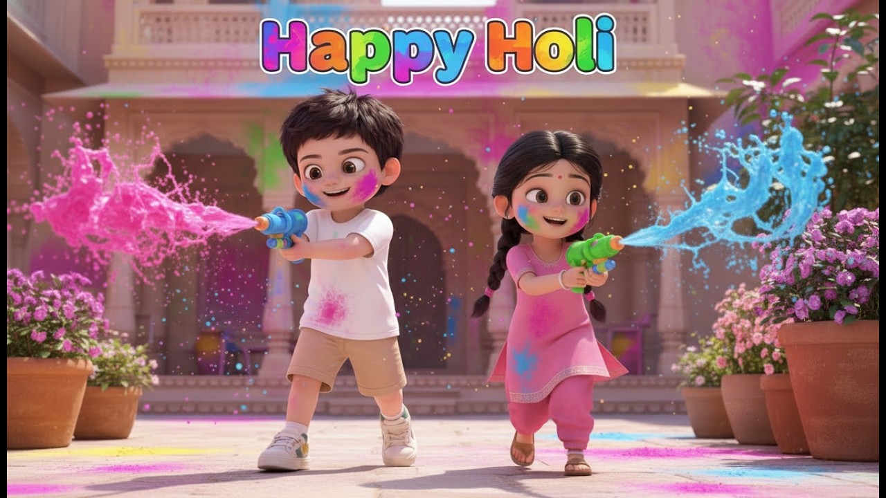 Happy Holi 🎨 | होली की टप-टप टोली | Kids Holi Song 2026 | BunnyBoom Toons 